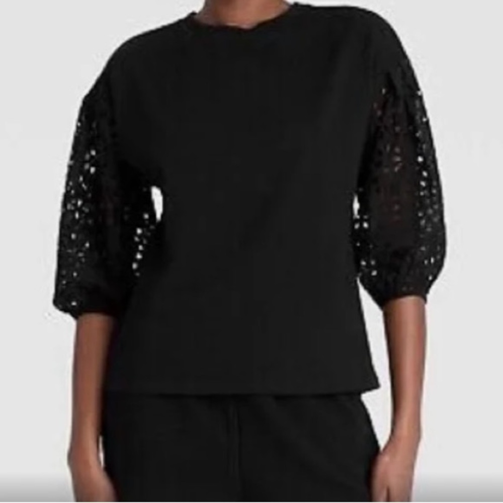 Women's Long Sleeve Round Neck Eyelet Top by A New Day